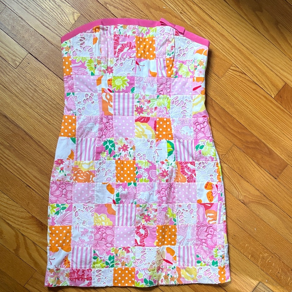 Lily Pulitzer -Colorful Patchwork Strapless Dress- perfect condition